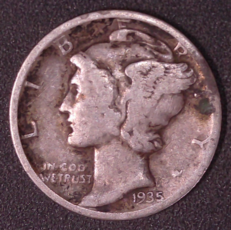 1935-P Mercury Winged Liberty .10c Dime 90% SILVER Philadelphia Mint