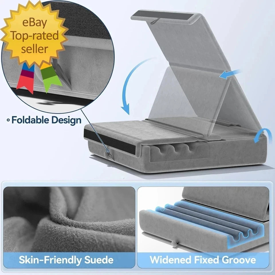 Tablet Pillow Holder, Foldable Ipad Stand for Lap, Bed and Desk Tablet Soft