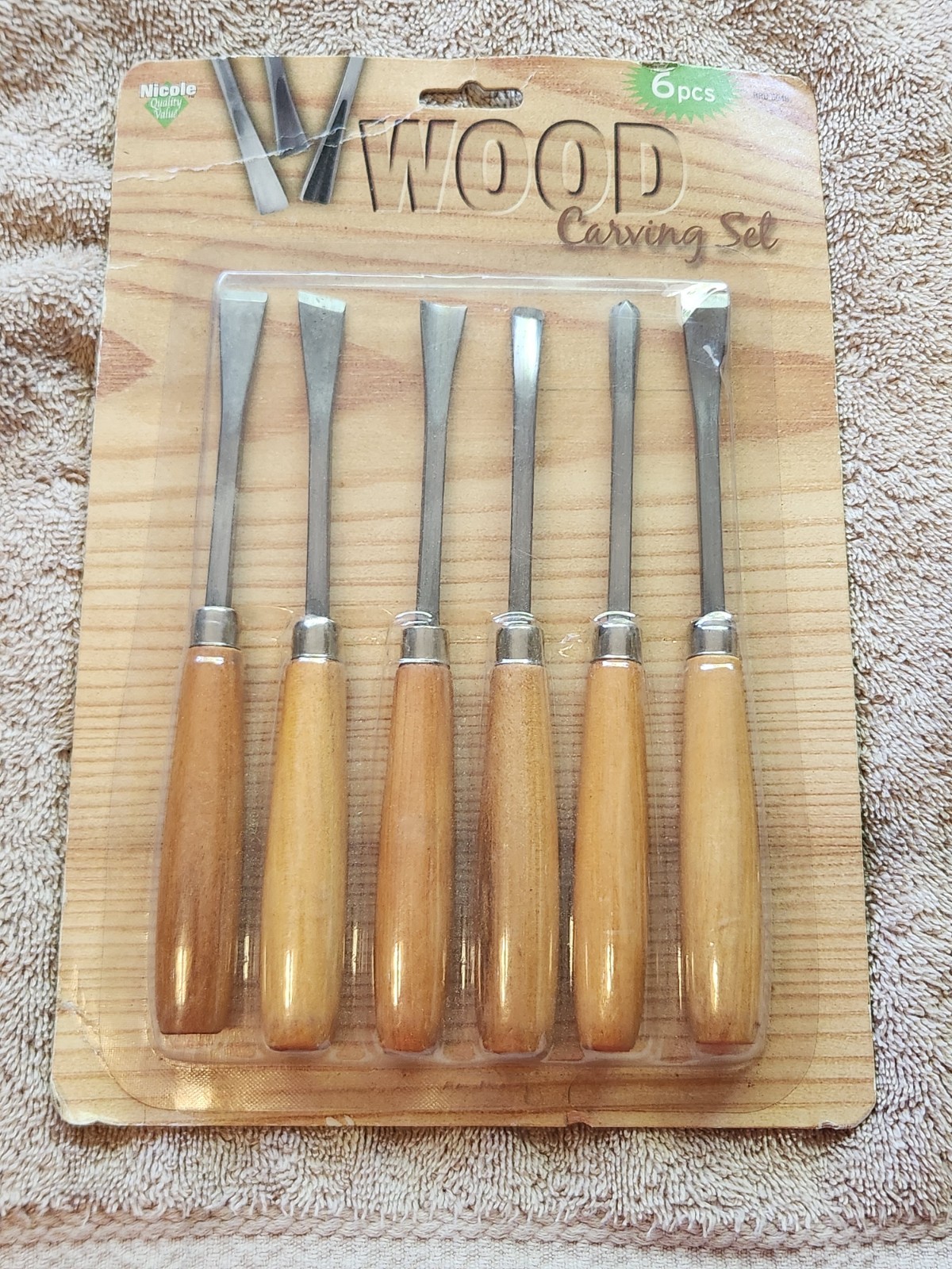 NOS WOOD CARVING SET CHISEL KNIFE NICOLE 6 PCS