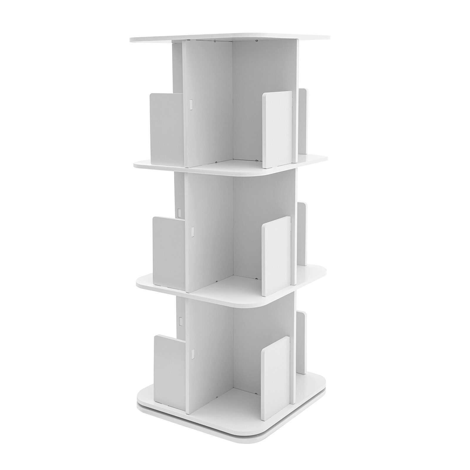 360�� Rotating Bookshelf, 3 Tier Standing Bookcase, Small Corner Bookcase