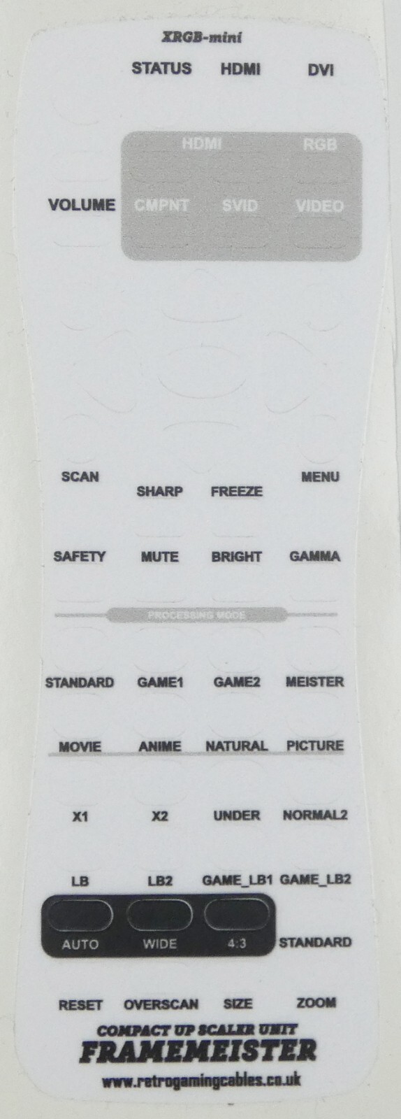 Framemeister Remote Control Overlay English Translation Remote Contr. XRGB Mini