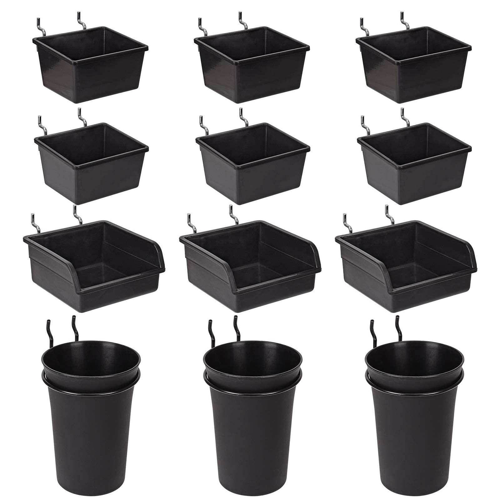 G.CORE 12 Pack Pegboard Bins PegBoard Cups with Hooks & Loops, Peg Hooks Asso...