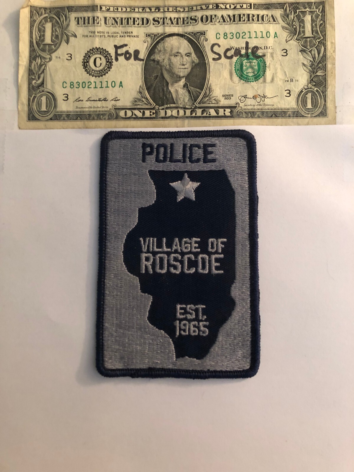 Rare Village of Roscoe Illinois Police Patch Un-sewn great condition