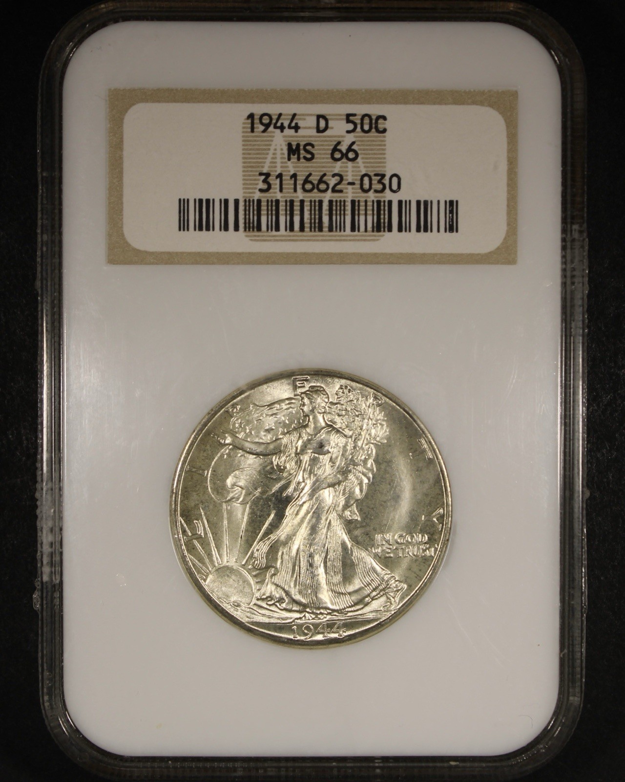 1944-D Walking Liberty Half Dollar - 50c NGC MS66 - Old NGC Fatty Holder!