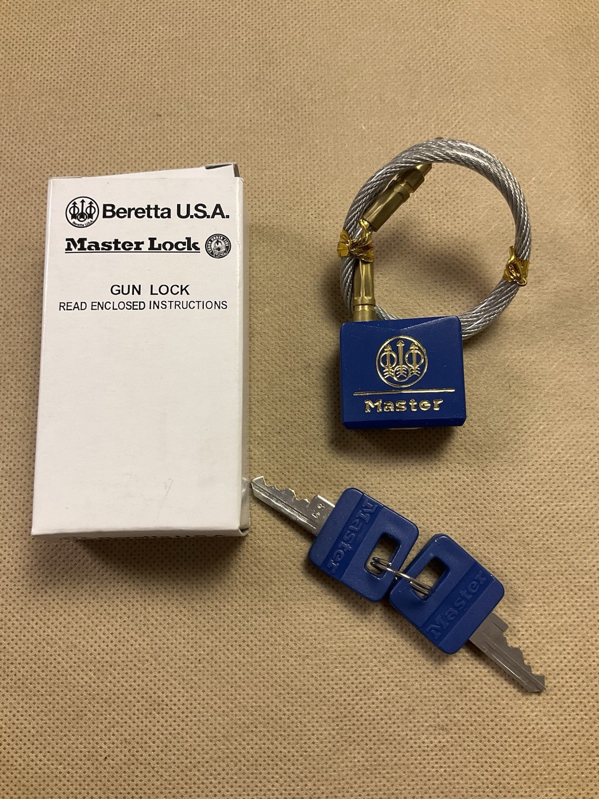 Vintage Beretta Cable Gun Lock - Master Lock 2 Keys