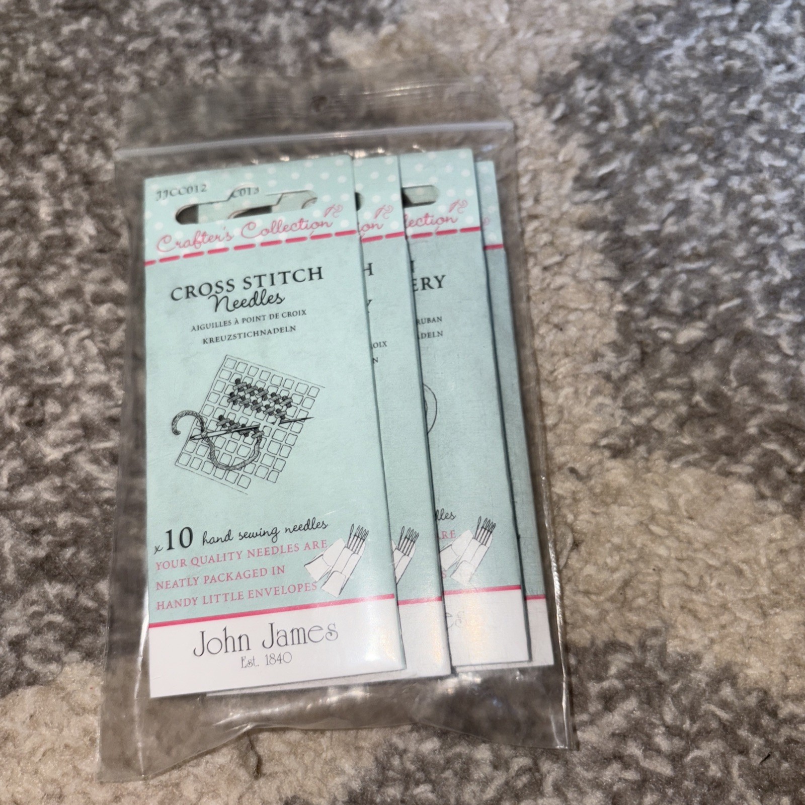Lot of 4 New Sealed Packages Crafter's Collection Cross Stitch Needles