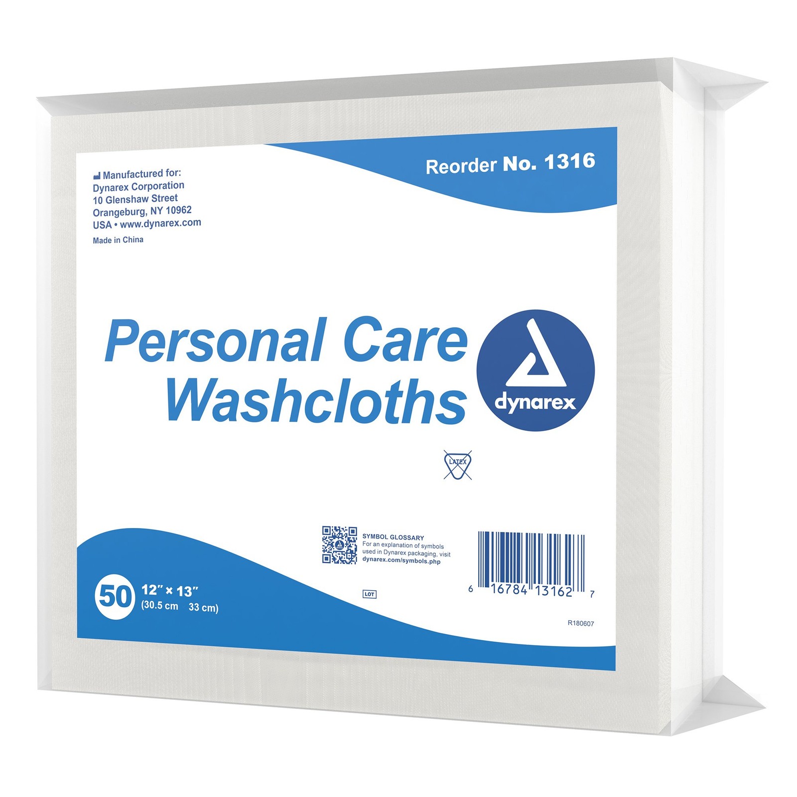 Dynarex Adult Wipe or Washcloth 12 x 13" 1316 1 Pack 50 Wipes