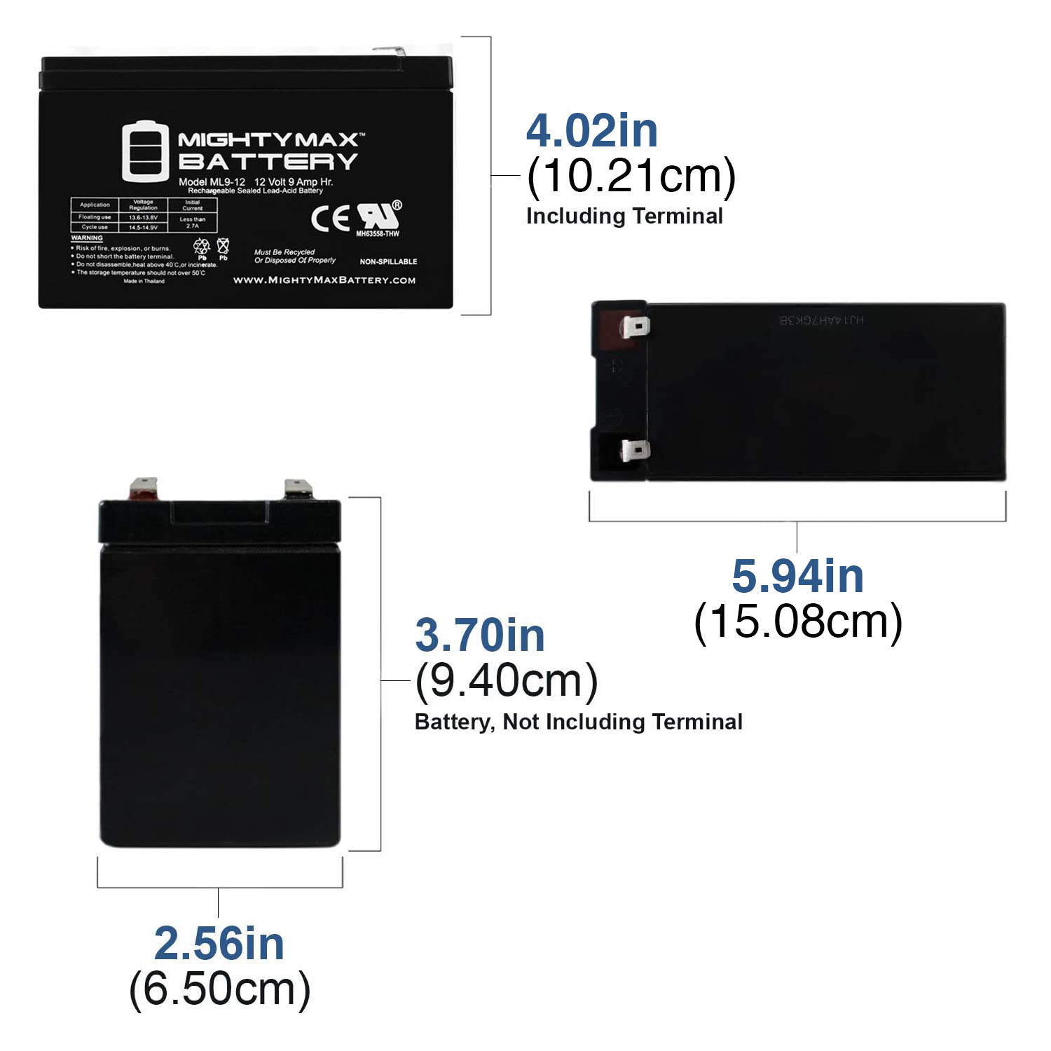 Mighty Max ML9-12 - 12V 9AH Computer Back Up Power Battery