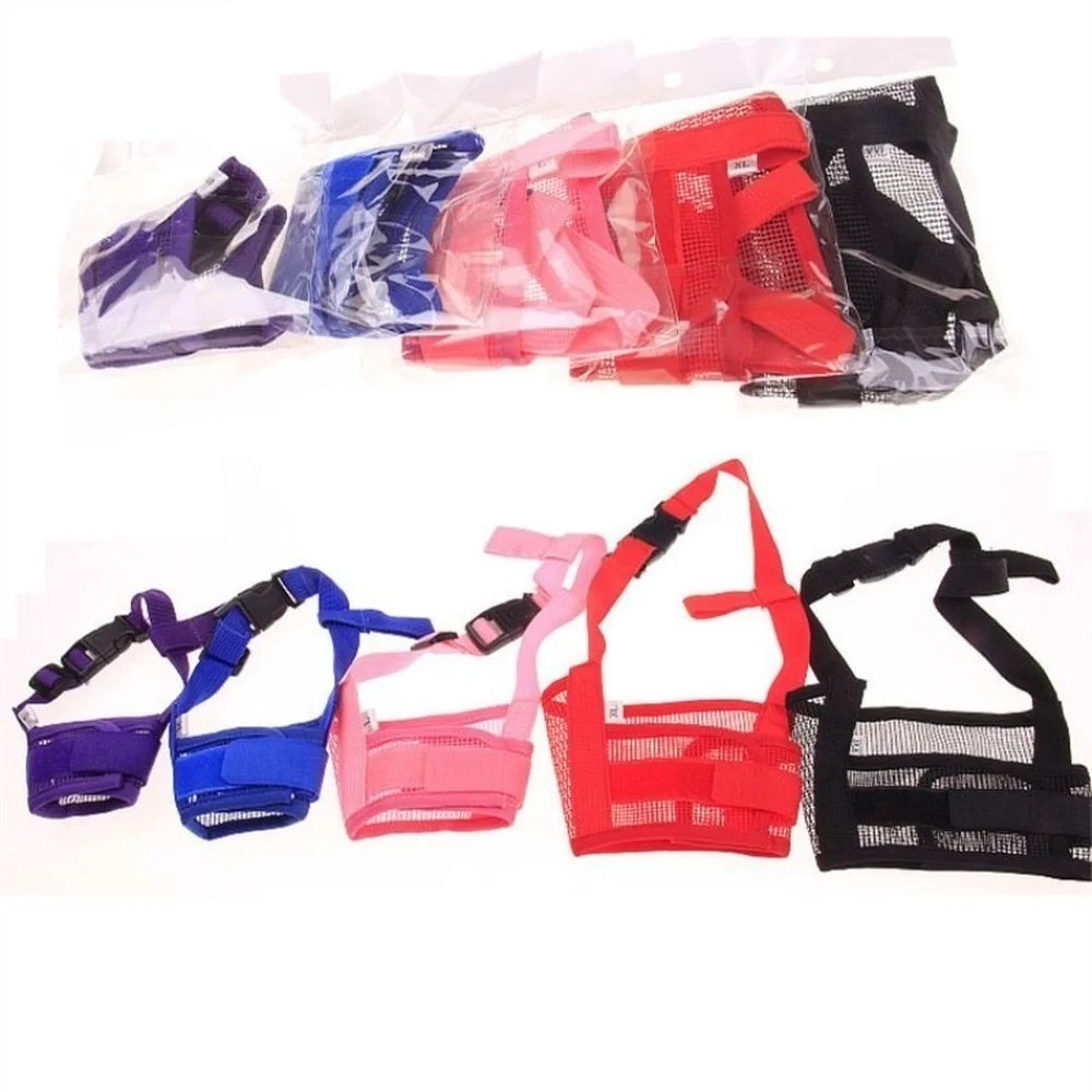 MUZZLE MESH Dog Pet adjustable strap anti bite bark chew Safety soft breathable