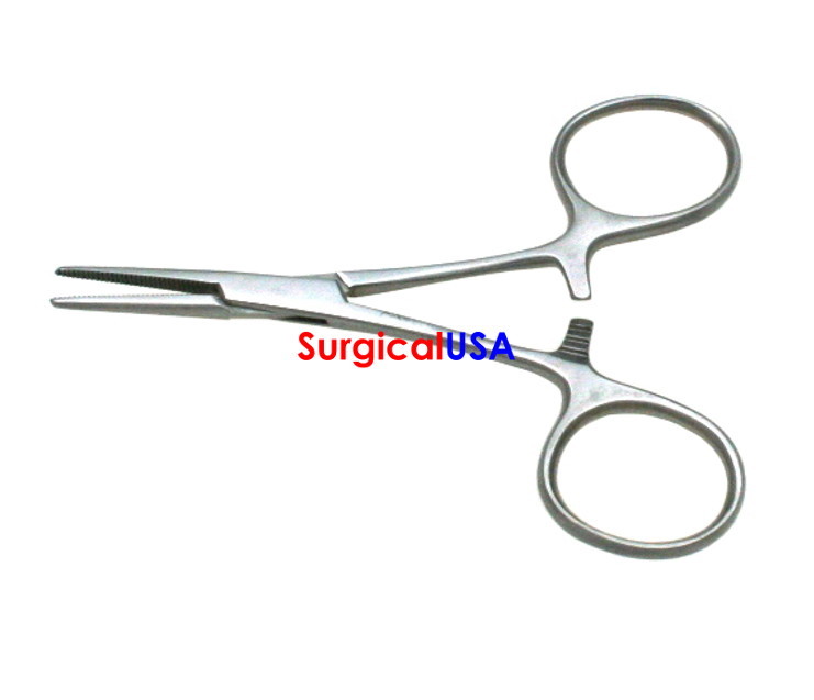 Pack of 2 Hartman Mosquito Forceps 3.5" Straight Serrated Jaws with Ratchet Lock