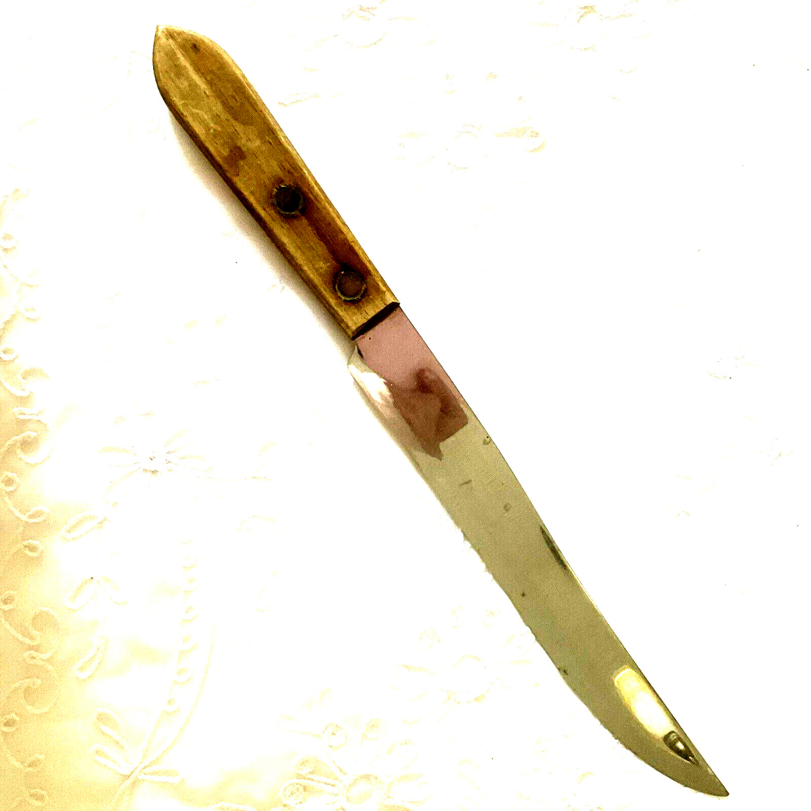 Real Keen Stainless Steel Slicer Kitchen Knife 8" Blade Wood Handle Good Cond