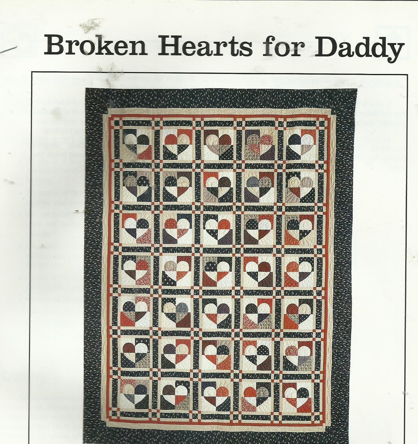 E0063  BROKEN HEARTS FOR DADDY  QUILT PATTERN/INSTRUCTIONS