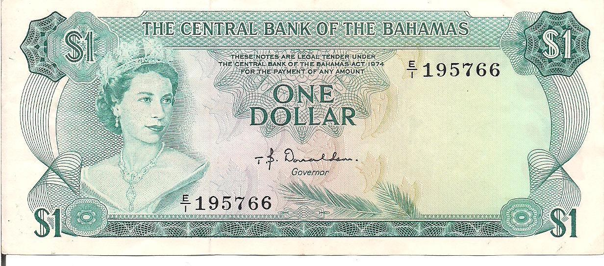 BAHAMAS, $1 ,QEII, L. 1974