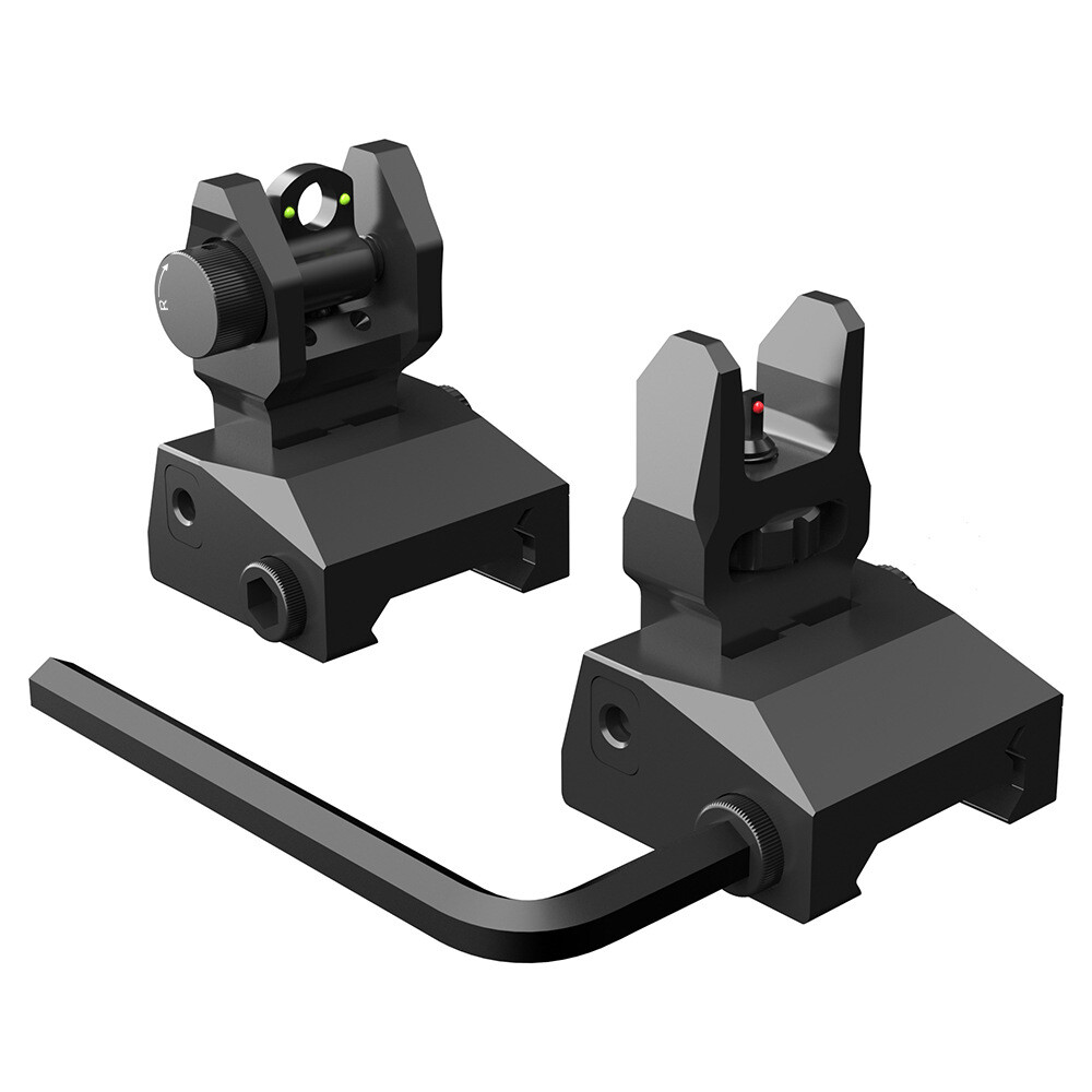 Fiber Optic Iron Sights Flip Up Iron Sight Front Rear Sight for Picatinny Weaver