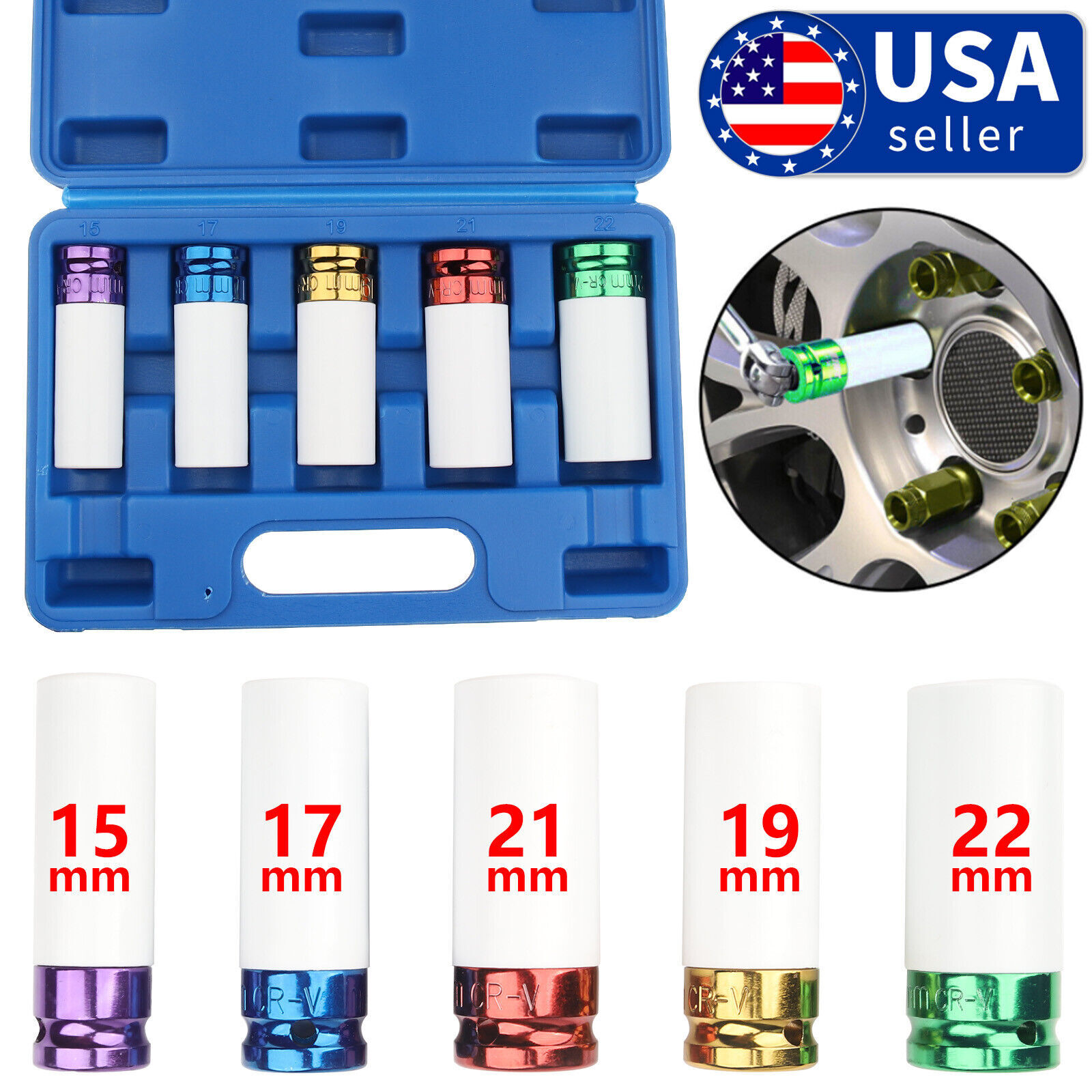 Lug Nut Socket Impact Socket Set Thin Wall Socket Wheel Protector Set 1/2" 5Pcs