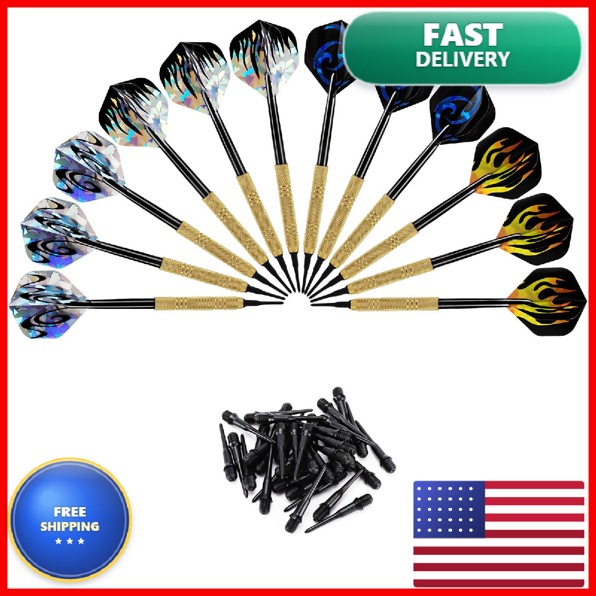 Accmor 12 Pcs Darts Plastic Tip Soft Tip Darts Set 14G Plastic Tipped Dart