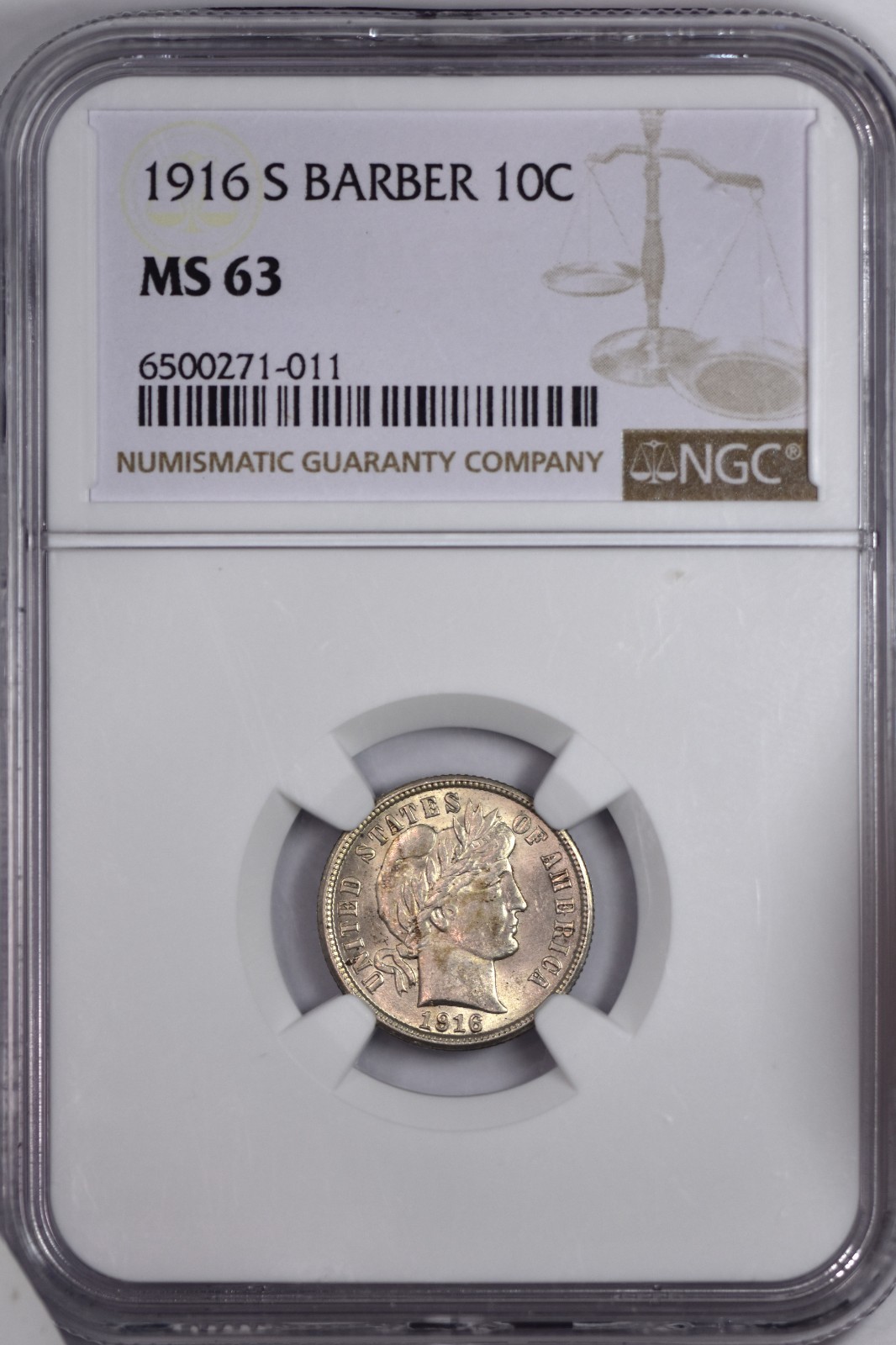1916 S BARBER DIME NGC MS63 FULL MINT LUSTER FREE FAST SHIPPING