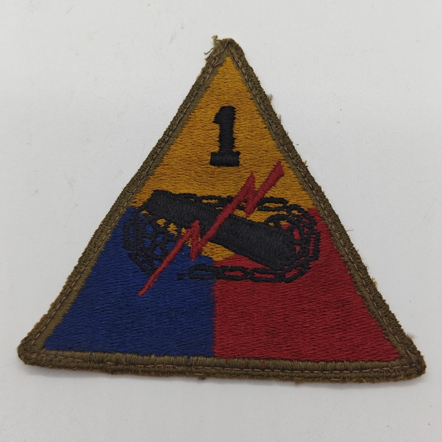 WWII WW2 US Army 1st Armored Division OD Green Back Patch