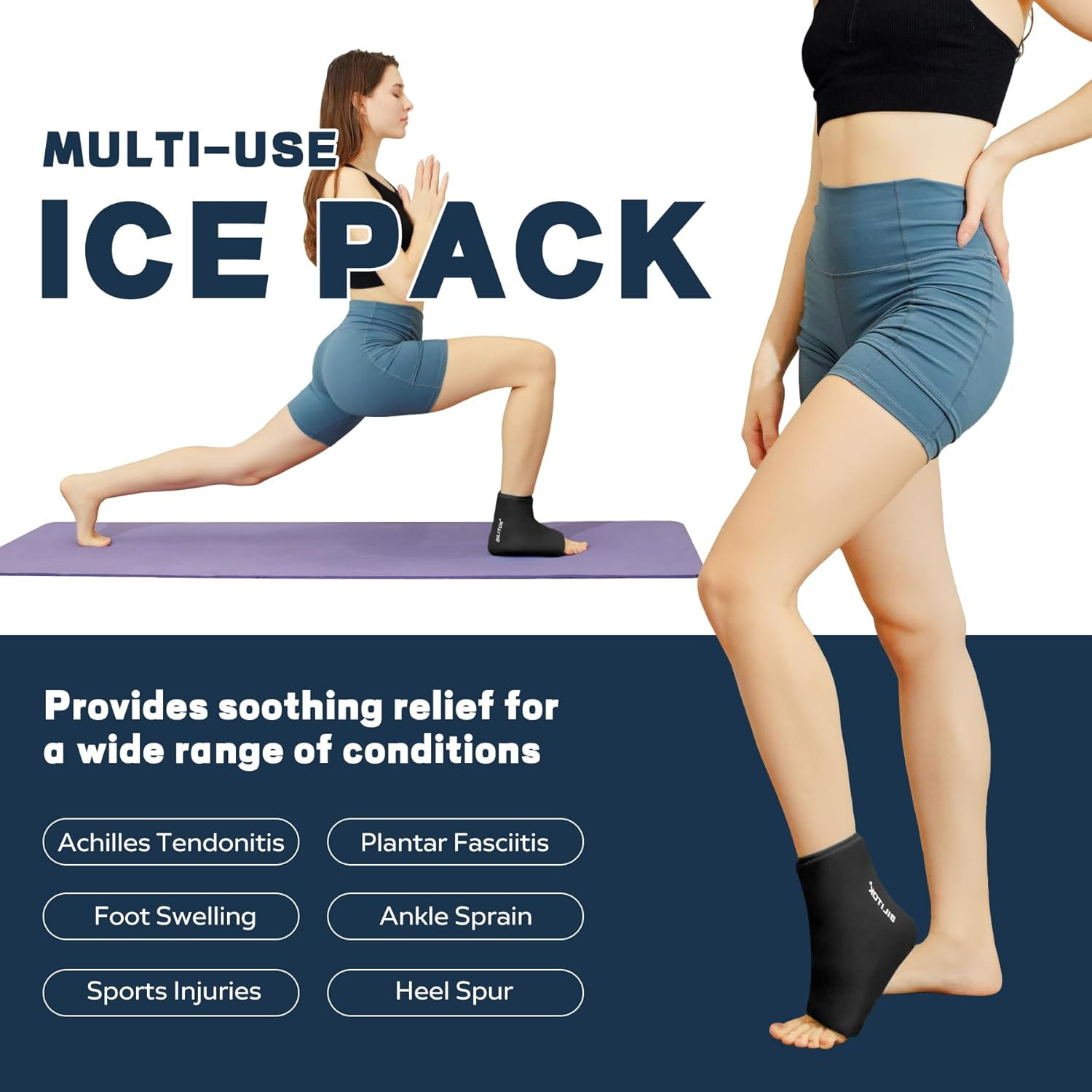Reusable Foot Ankle Ice Pack Wrap for Injuries, Cold Compression Therapy for Ach