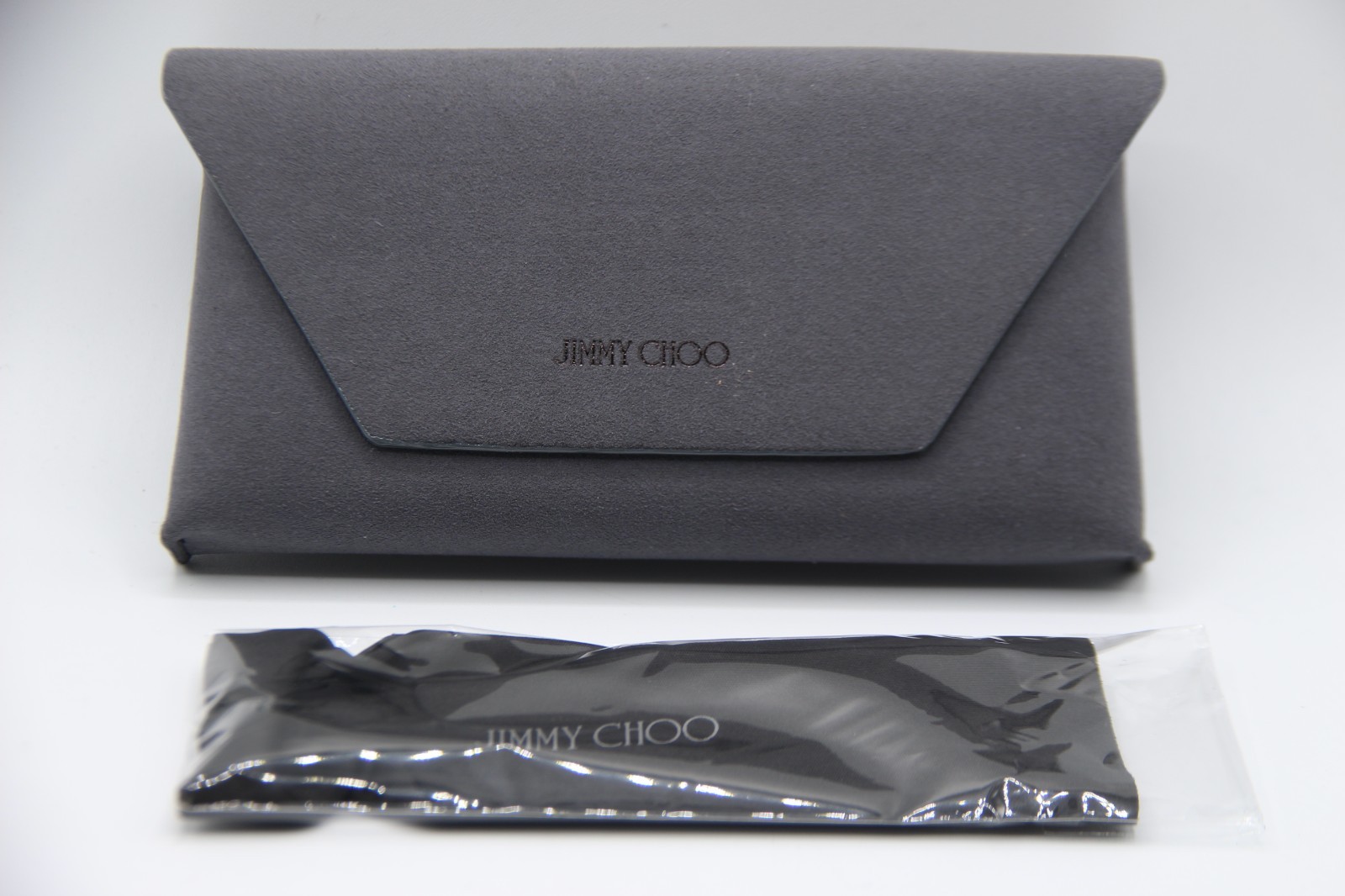 NEW JIMMY CHOO GREY FLAP AUTHENTIC EYEGLASSES SUNGLASSES CASE CLOTH