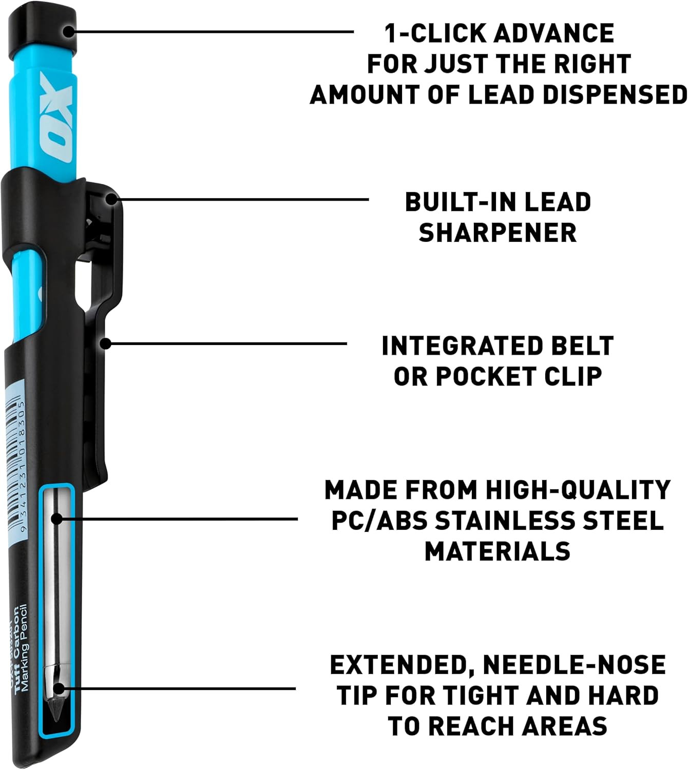 Construction Pencil - Mechanical Carpenter Pencils Set W/Sharpener | Heavy Duty