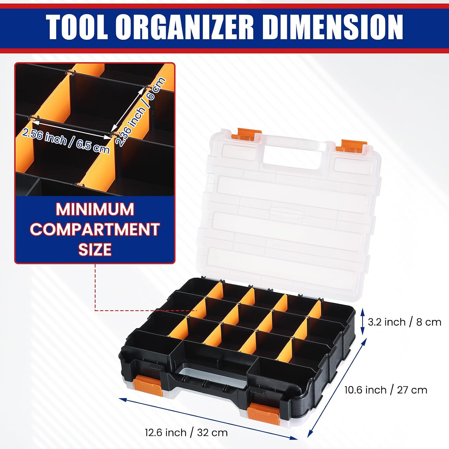 Small Parts Organizer, Hardware Organizer Box, 2 Pack Double Side 34 Compartment