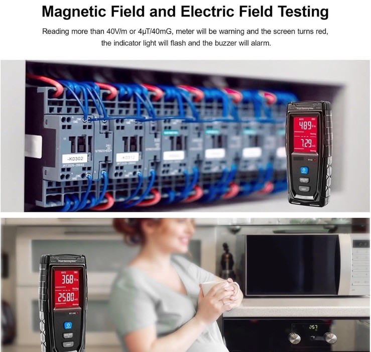 EMF Meter, Detects Electric and Magnetic Fields, Handheld Digital EMF Detector