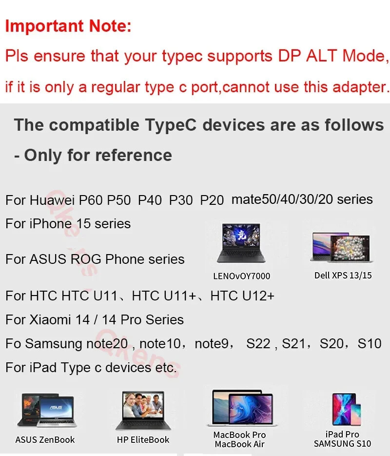 Wireless HDMI Type C Transmitter Receiver Extender for Iphone 15 Laptop PC To TV