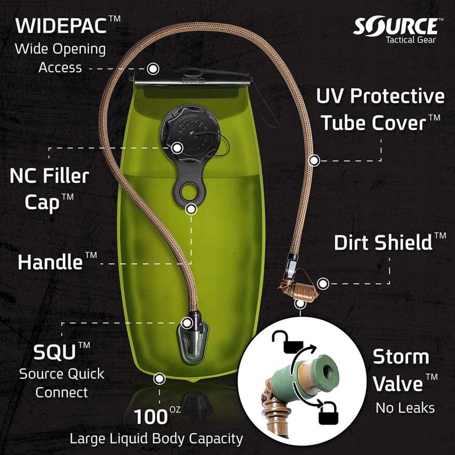 Source Wxp Storm Valve Black Hydration Reservoir System 2-Liter