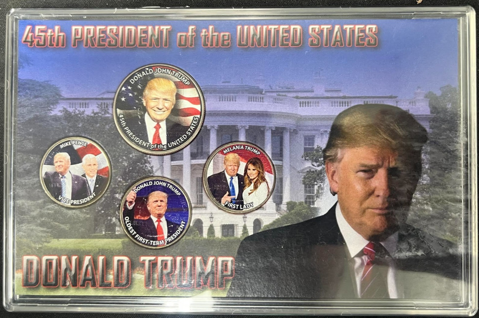 Franklin Mint Donald Trump 45th President 4 Coin Set Colorized w/ COA