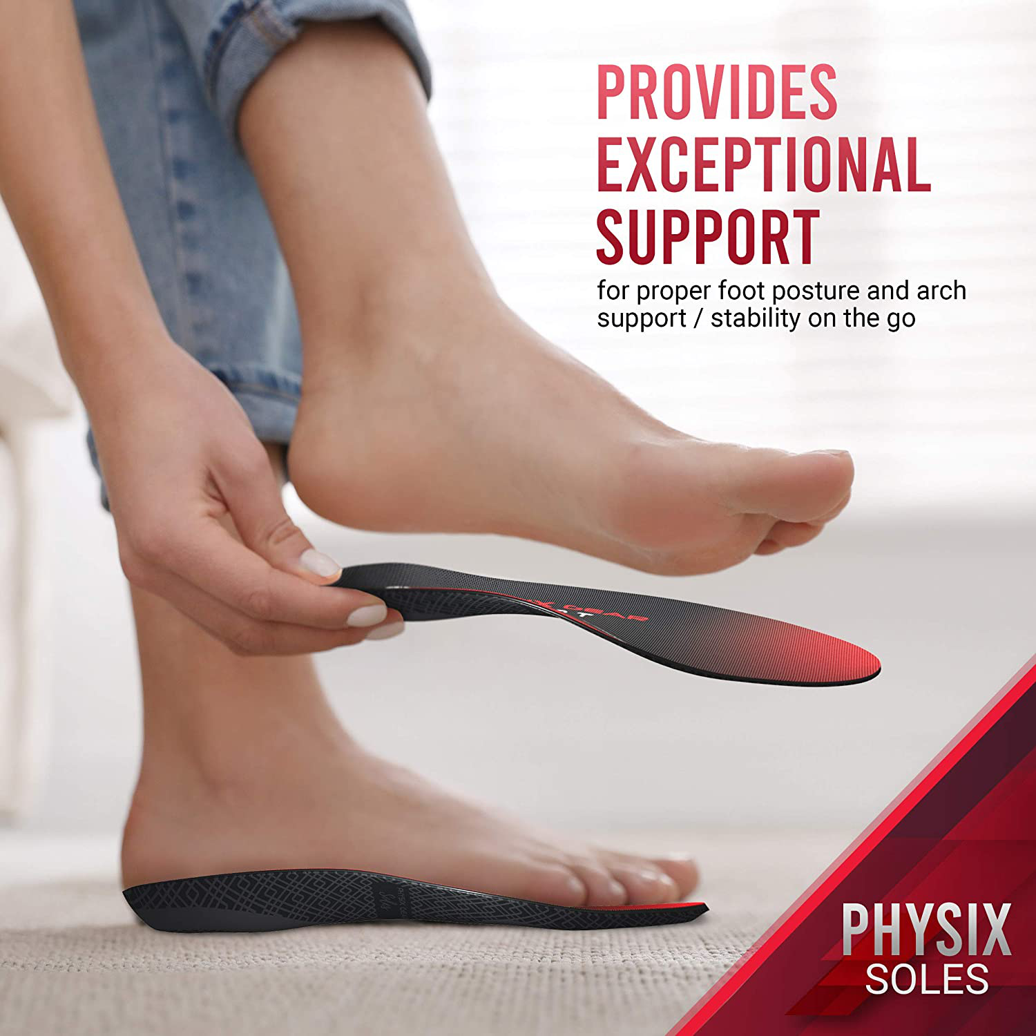 Physix Gear Sport Full Length Orthotic Inserts w/ Arch Support Shock Absorption