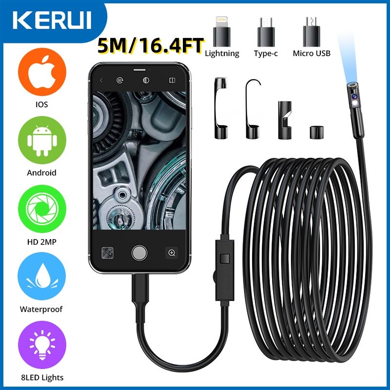 5M Dual Lens Snake Inspection Borescope For Type C iPhone Endoscope Scope Camera