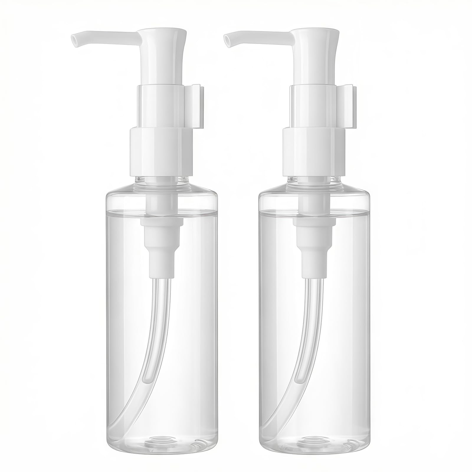 2PCS 150ml/5oz Empty Clear Plastic Flat Pump Bottles with Travel Lock Lotion ...