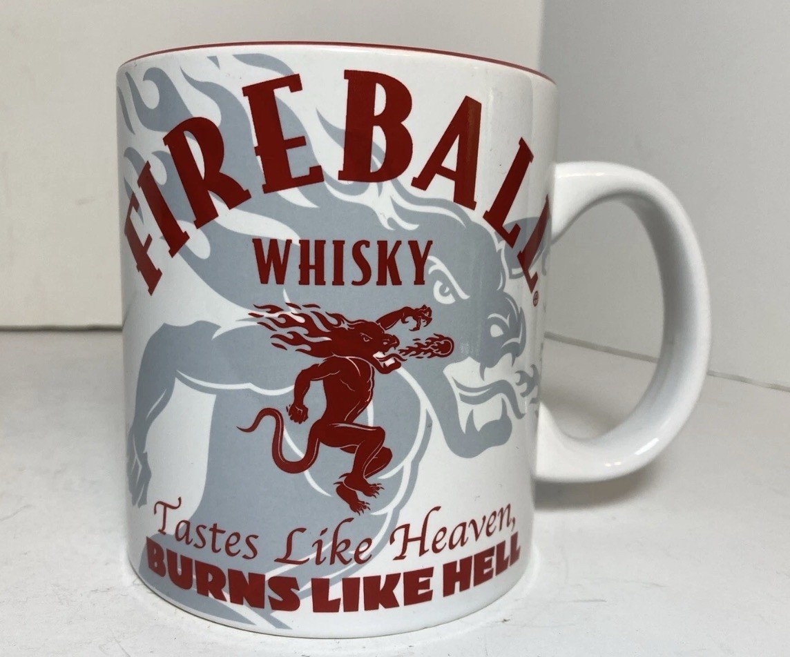 Fireball Whisky Coffee Cup Mug Tastes Like Heaven Burns Like Hell Large 20oz