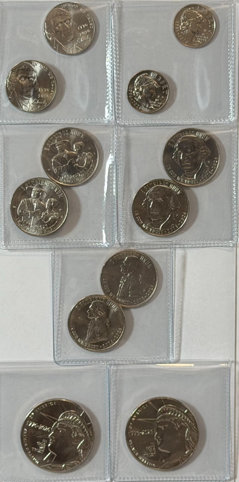 BU 2026 SEMIQUINCENTENNIAL (12) COIN SET FROM US MINT IN COIN HOLDERS