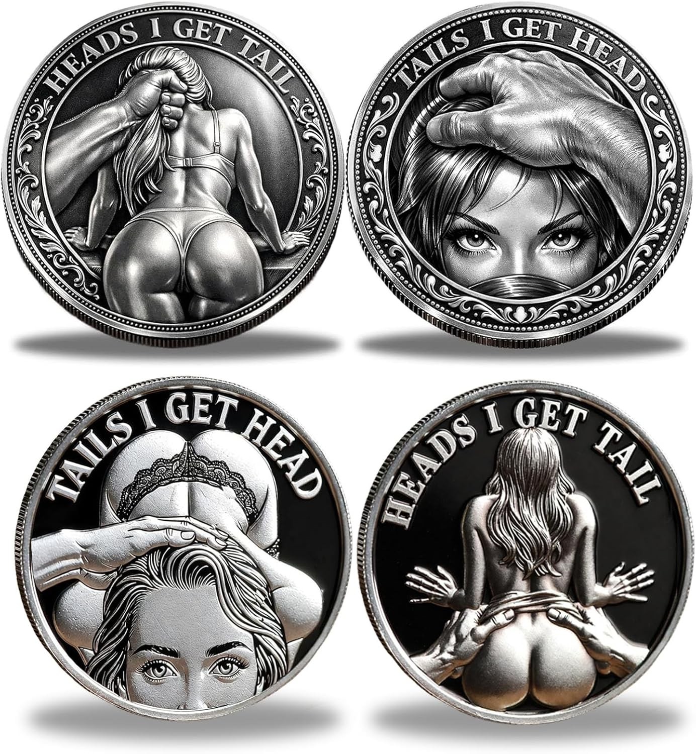2pcs Heads I Get Tails Coin Funny Decision Coin Couples Humor Prank Gift FAST