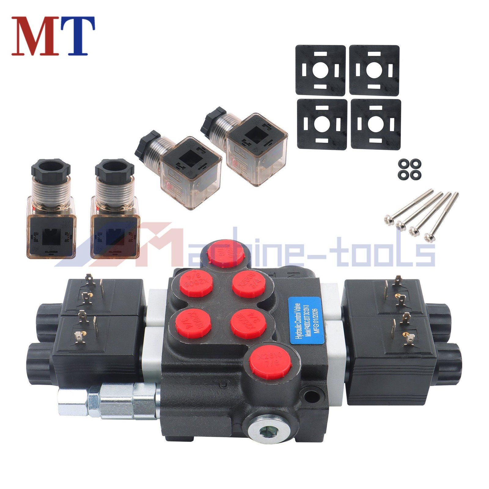 12V DC 2 Spool 13 GPM Hydraulic Solenoid Control Valve Double Acting 3600PSI