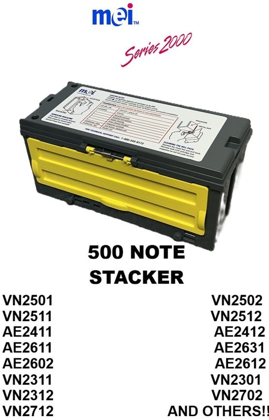 MARS MEI 500 STACKER NOTE BOX $ BILL ACCEPTOR VALIDATOR GRAY YELLOW SERIES 2000