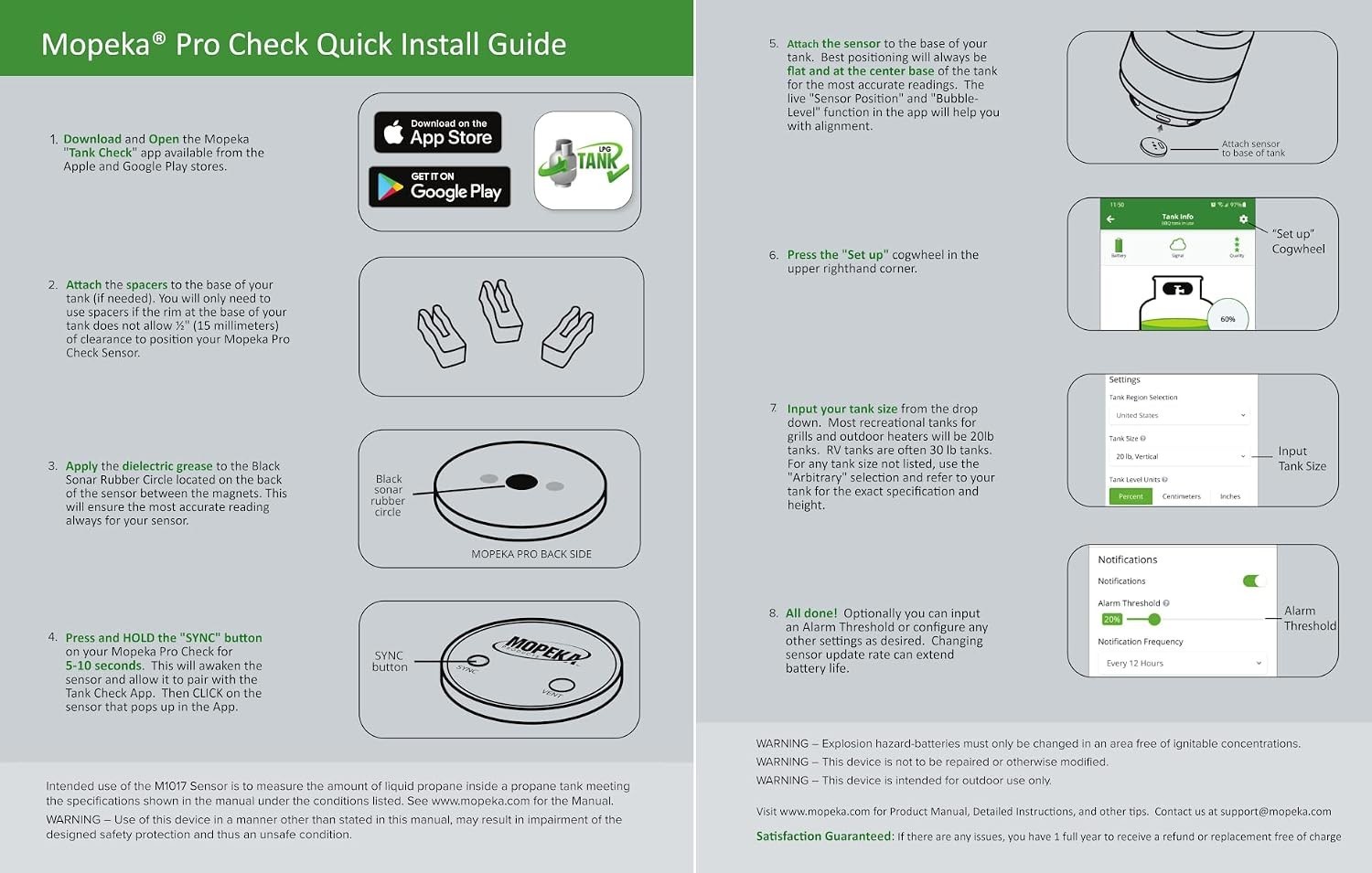 Pro Check Sensor - Wireless Propane Tank Magnetic Sensor Level Indicator