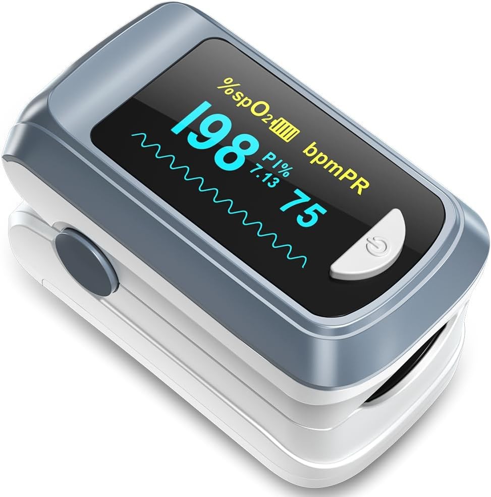 Fingertip Pulse Oximeter Blood Oxygen Saturation Monitor Ox, Heart gray