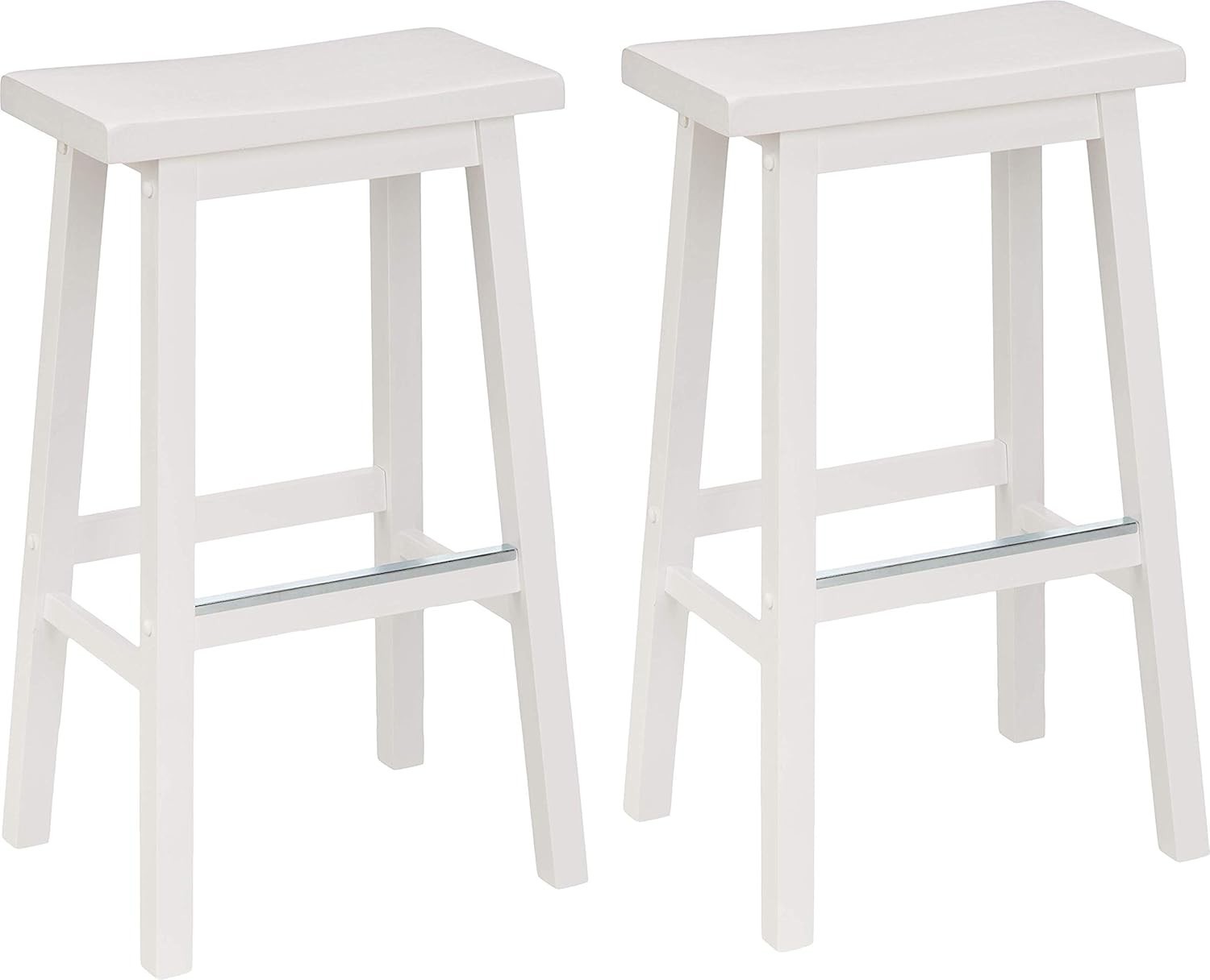 Solid Wood Saddle-Seat Kitchen Counter Barstool W/ Footrest Easy Assembly