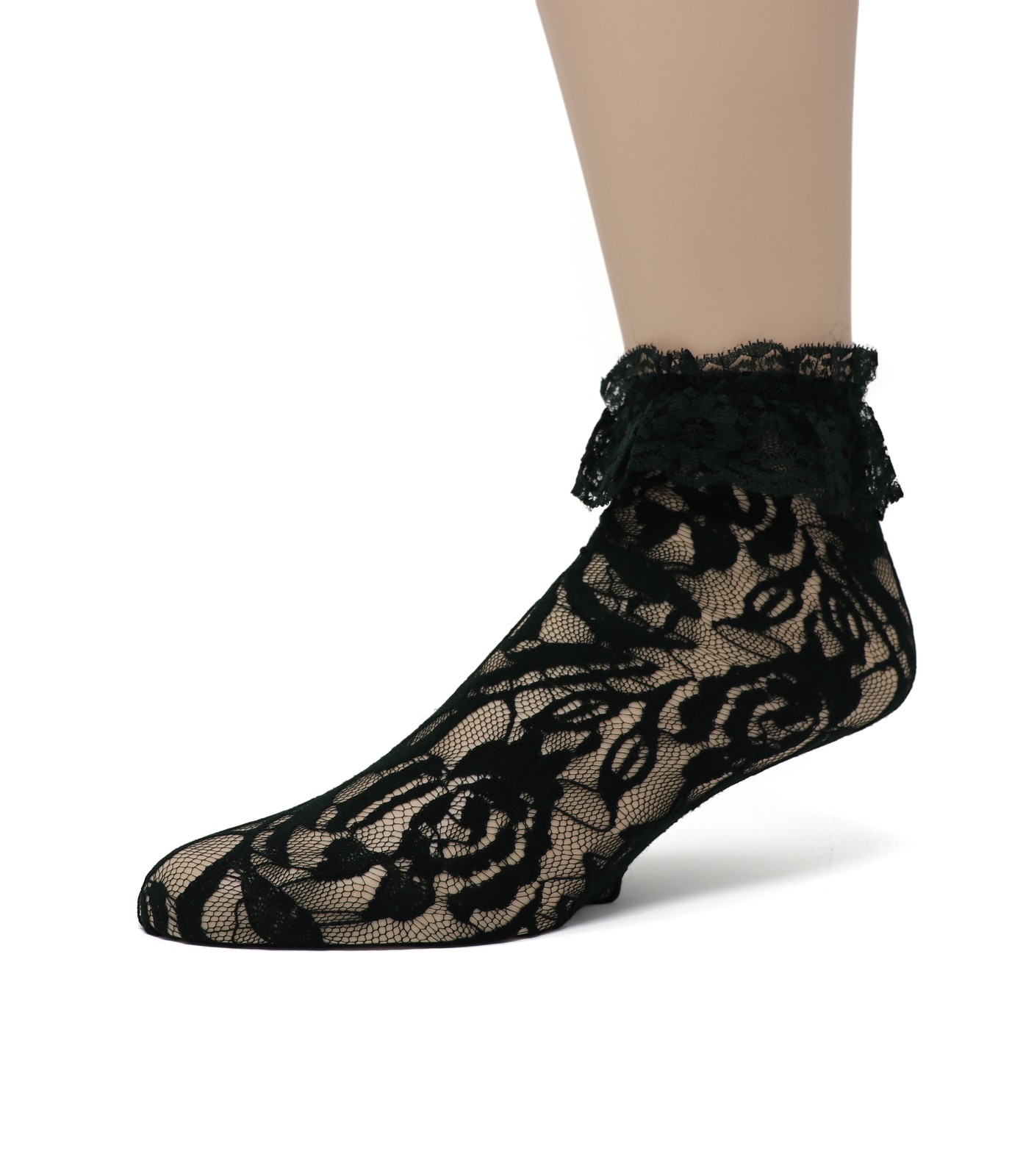 EMEM Apparel Women's Solid Colored Lace Anklet Socks Stockings with Ruffle