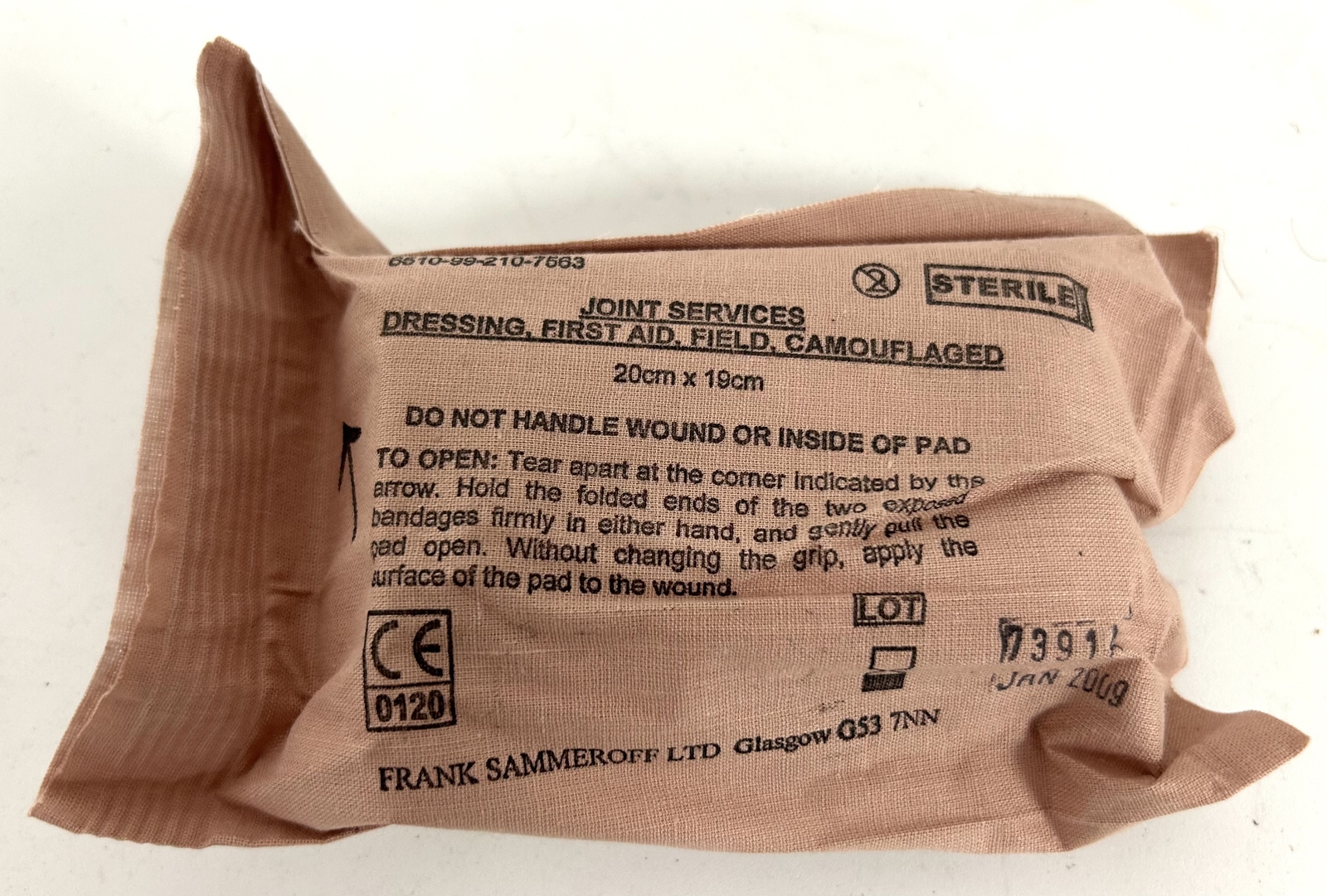 British Military Issue Joint Services Field First Aid Dressing, Jan 2009 Dated