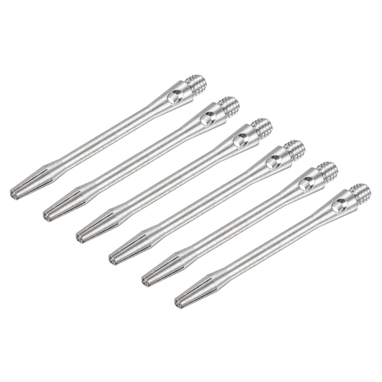 48mm Dart Shafts, Medium 2BA Thread Aluminum Dart Stems - 6 Pack (Silver Tone)