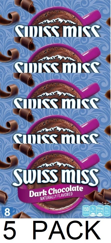 Swiss Miss Dark Chocolate Hot Cocoa Mix (8) 1.25 oz Packets in Box -  5 PACK