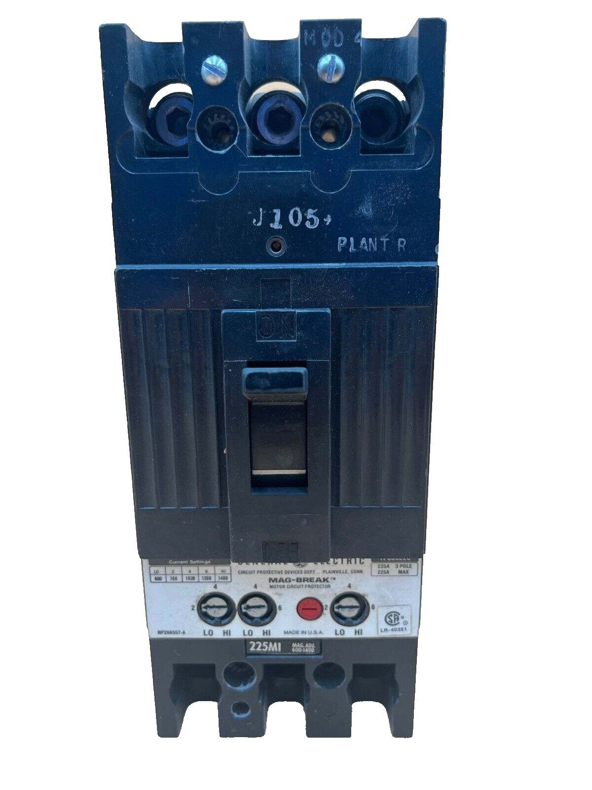 General Electric TFC36225 Circuit Breaker 225A 600V 3P 225 Amp Lug to Lug Used