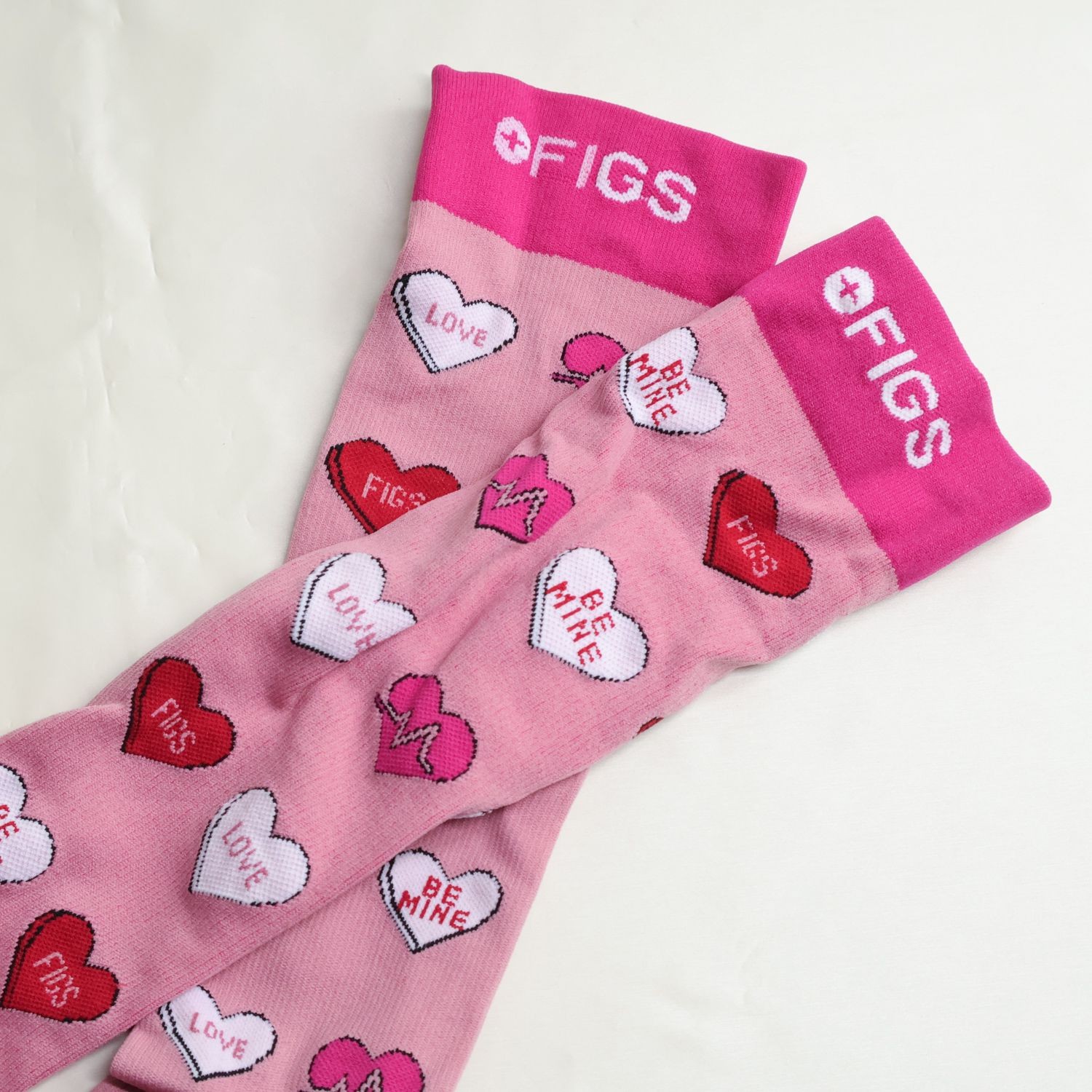 Figs Compression Socks Heart Pattern Size M