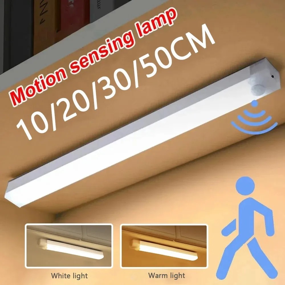 LED Motion Sensor Under Cabinet Closet Light USB Rechargeable Kitchen Strip Lamp