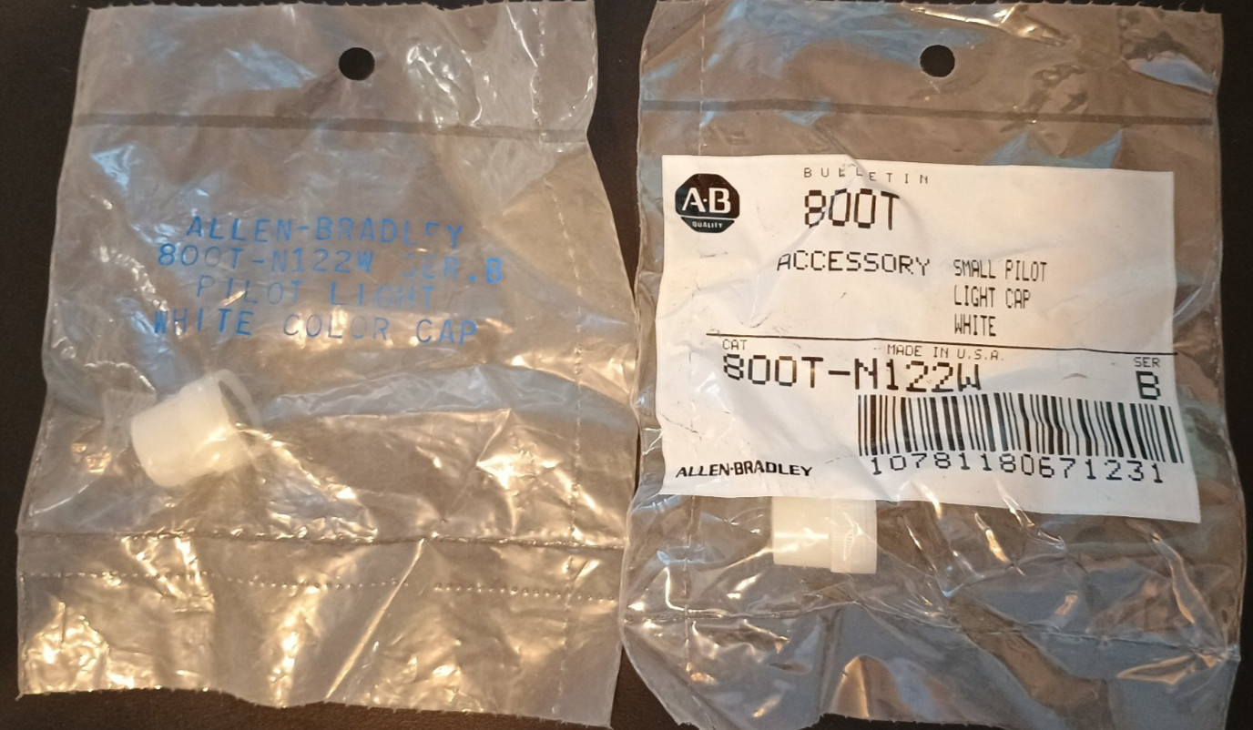 LOT OF 10 NIB ALLEN BRADLEY 800T-N122W 800TN122W SERIES B PILOT LIGHT CAP WHITE