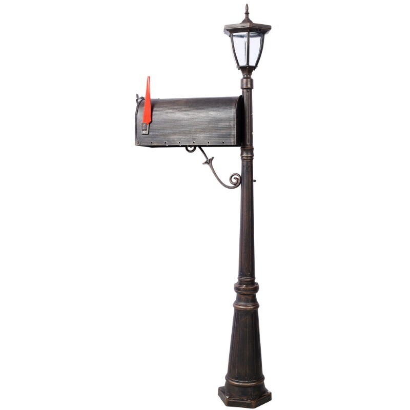 Mailbox Post Light Combination Kit Post with Mailbox Fluted Base Decorative